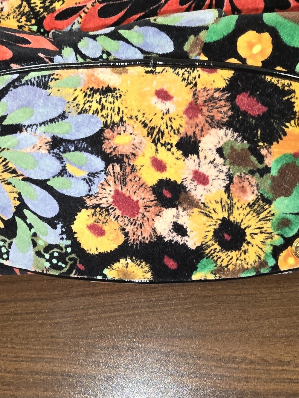 Talbots Floral Velvet Hobo Bag Black Gold Hardware - Picture 13 of 15